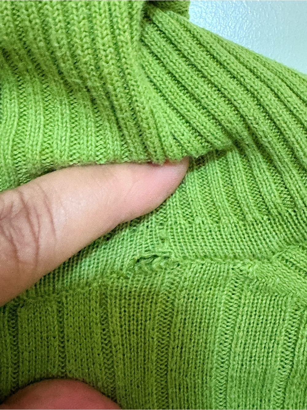 Bright Green Ribbed Cowl-Neck Sweater - Picture 4 of 8